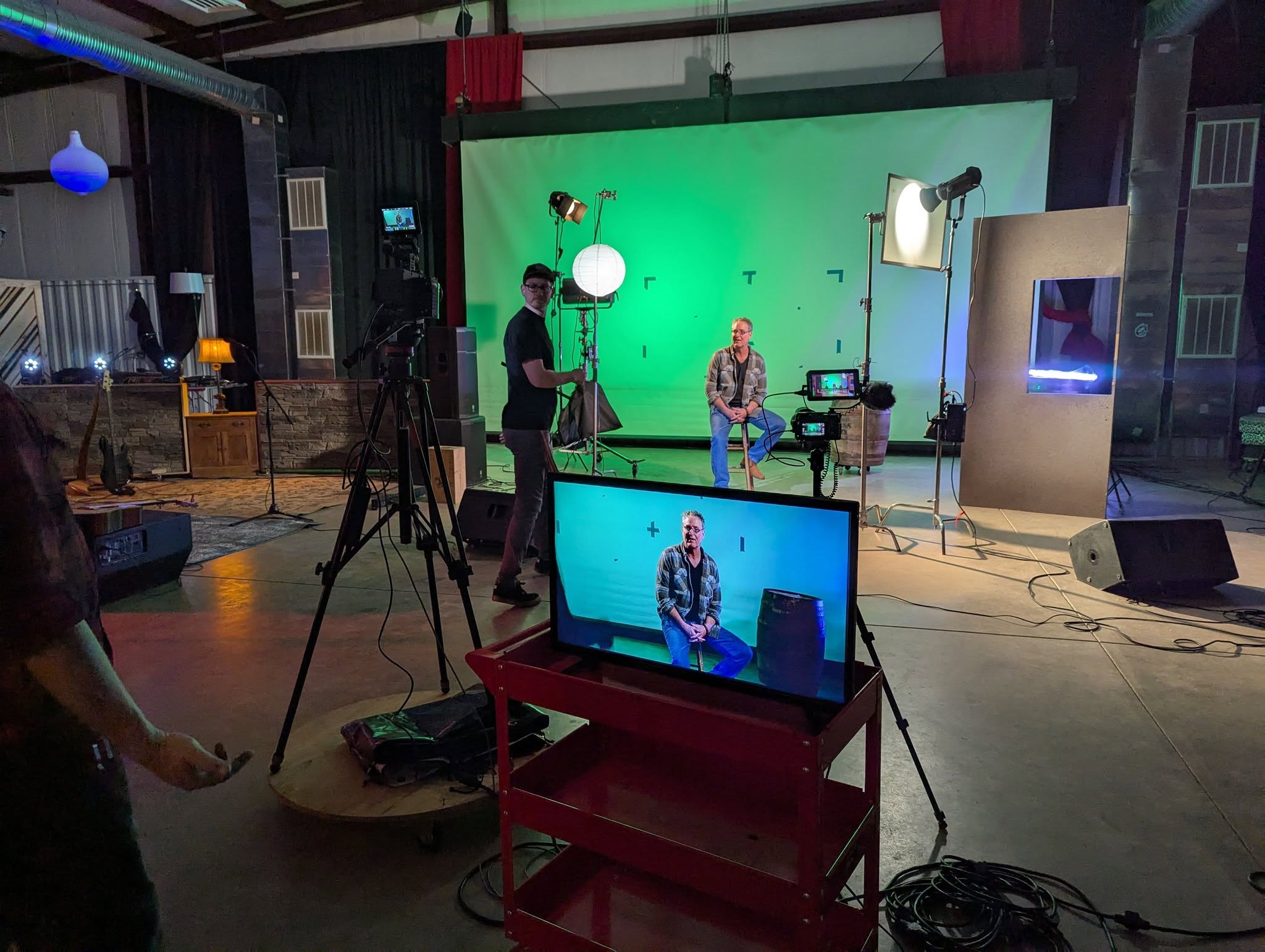 Setting up for a video shoot