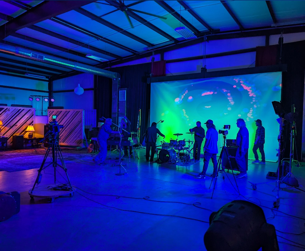 Setting up for the video shoot