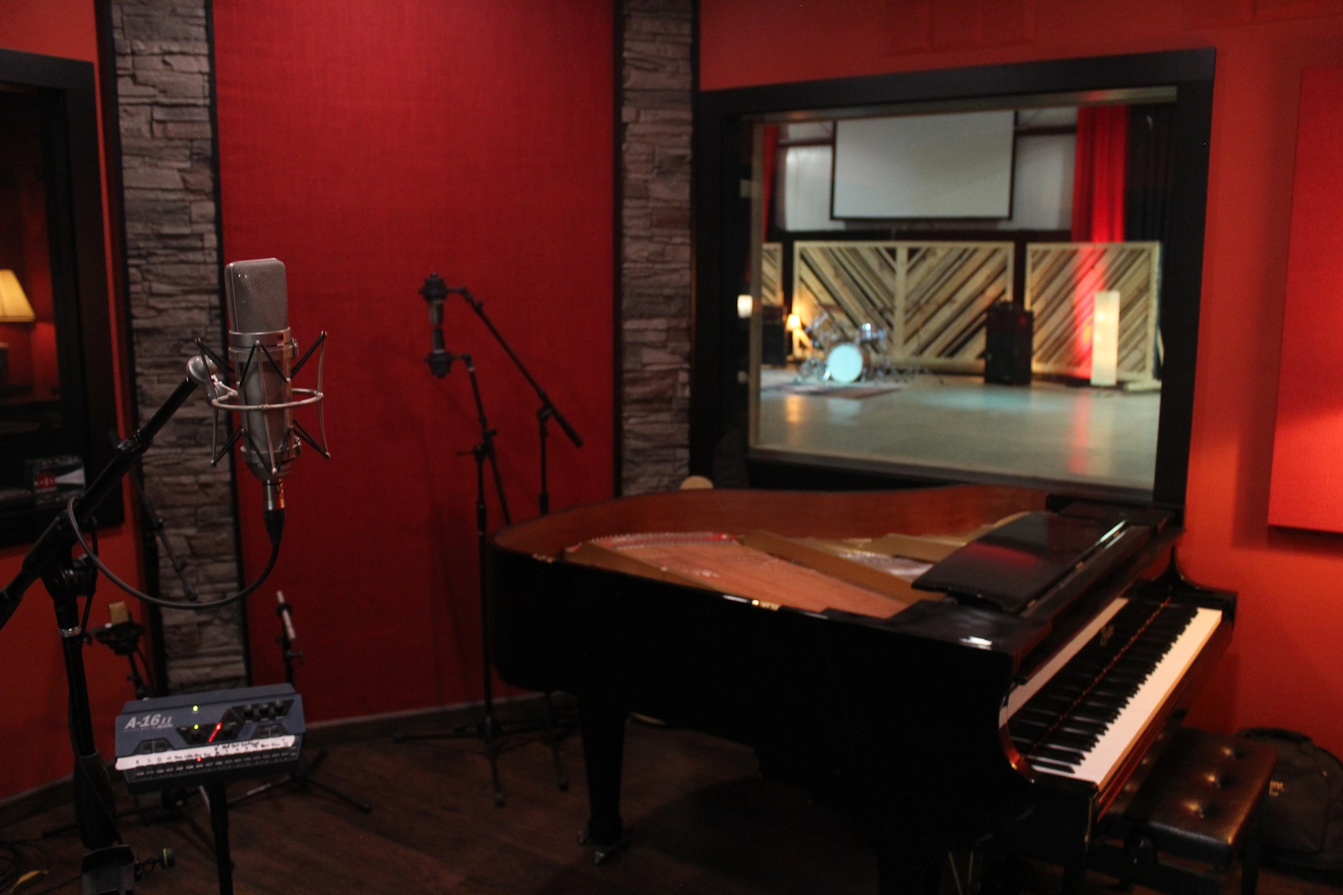 Vocal mic and piano ready for recording!